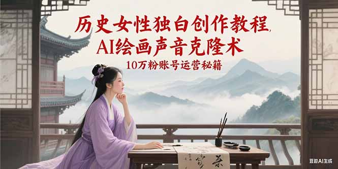 历史女性独白创作教程，AI绘画声音克隆术，10万粉账号运营秘籍-尤课网创