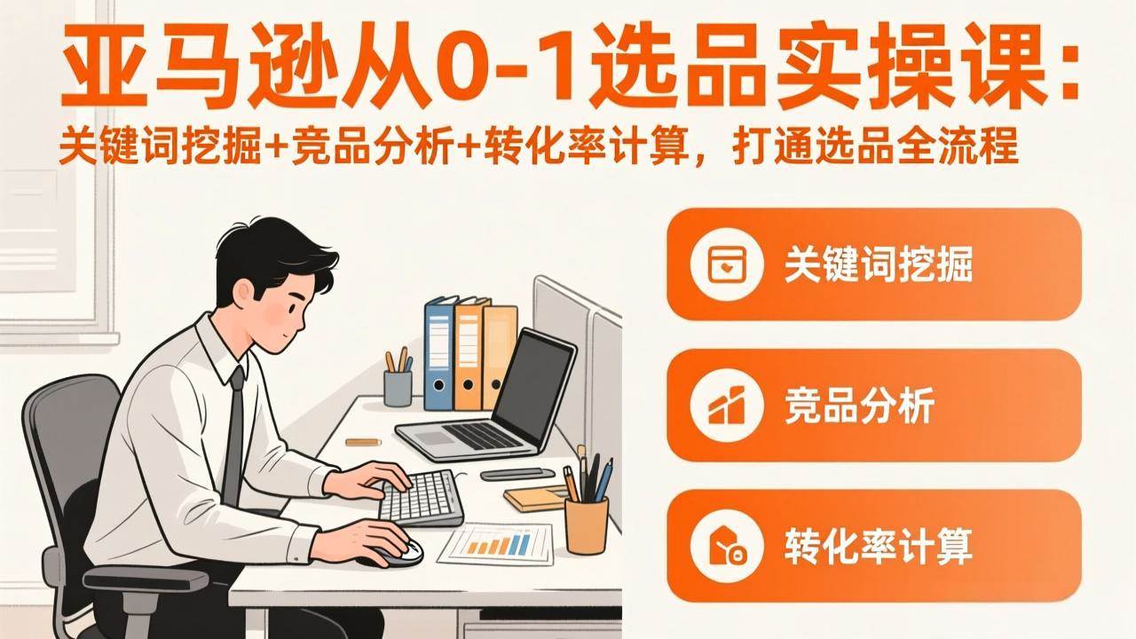 （17567期）亚马逊从0-1选品实操课(更新3月)：关键词挖掘+竞品分析+转化率计算，47节打通选品全流程-尤课网创