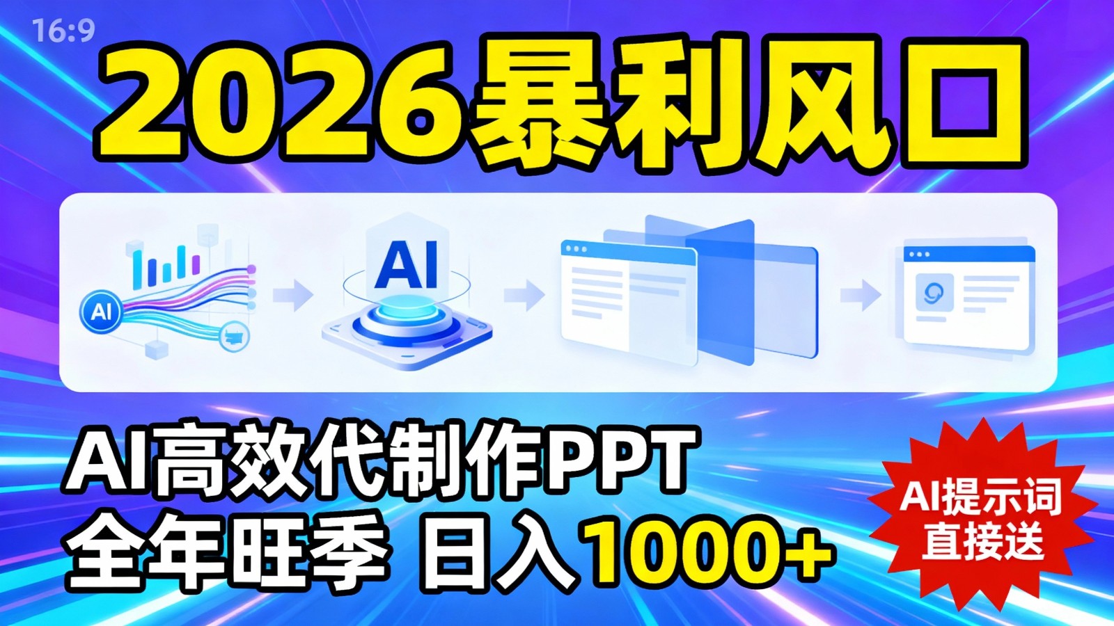 2026暴利！用AI高效代制作 PPT，全年旺季，日入 1000+，提示词直接送！-尤课网创