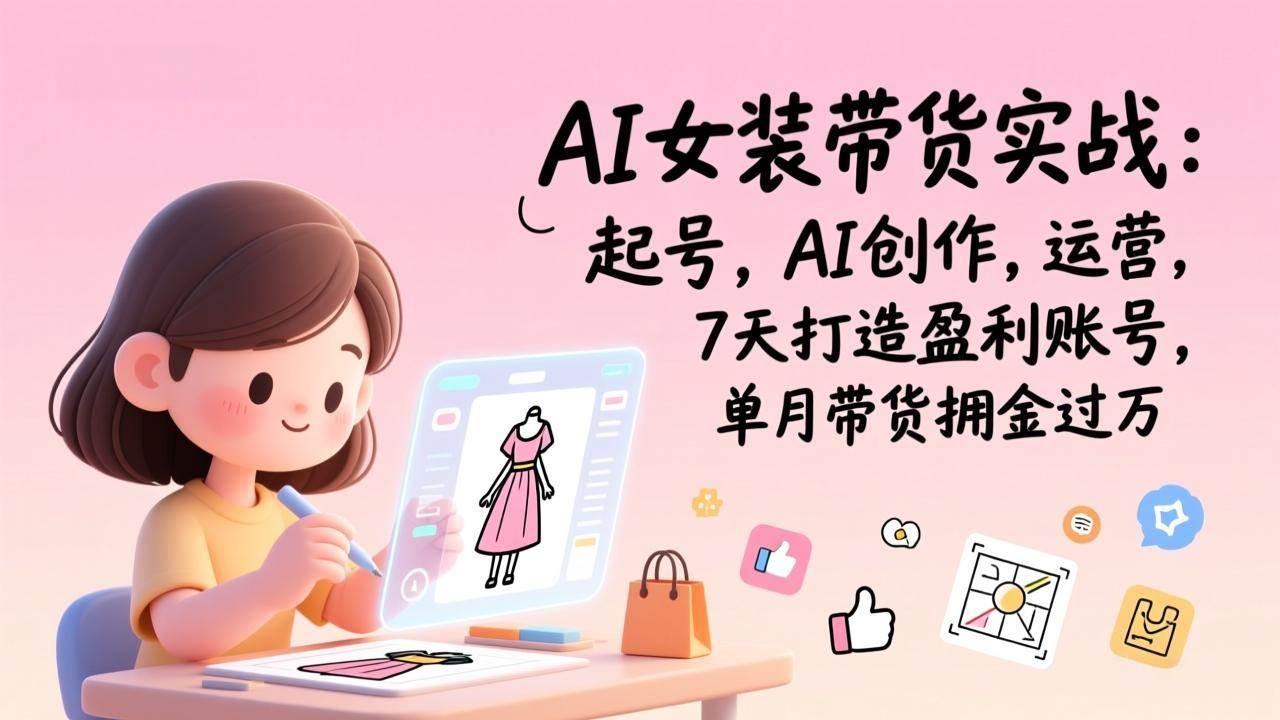 （17088期）AI女装带货实战：起号，AI创作，运营，7天打造盈利账号，单月带货佣金过万-尤课网创