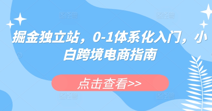 掘金独立站，0-1体系化入门，小白跨境电商指南-尤课网创