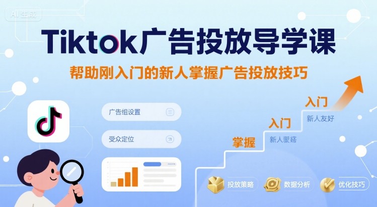 Tiktok广告投放导学课，帮助刚入门的新人掌握广告投放技巧-尤课网创
