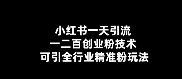 小红书一天引流一二百创业粉技术，可引全行业精准粉玩法【仅揭秘】-尤课网创