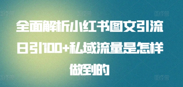 全面解析小红书图文引流日引100+私域流量是怎样做到的-尤课网创