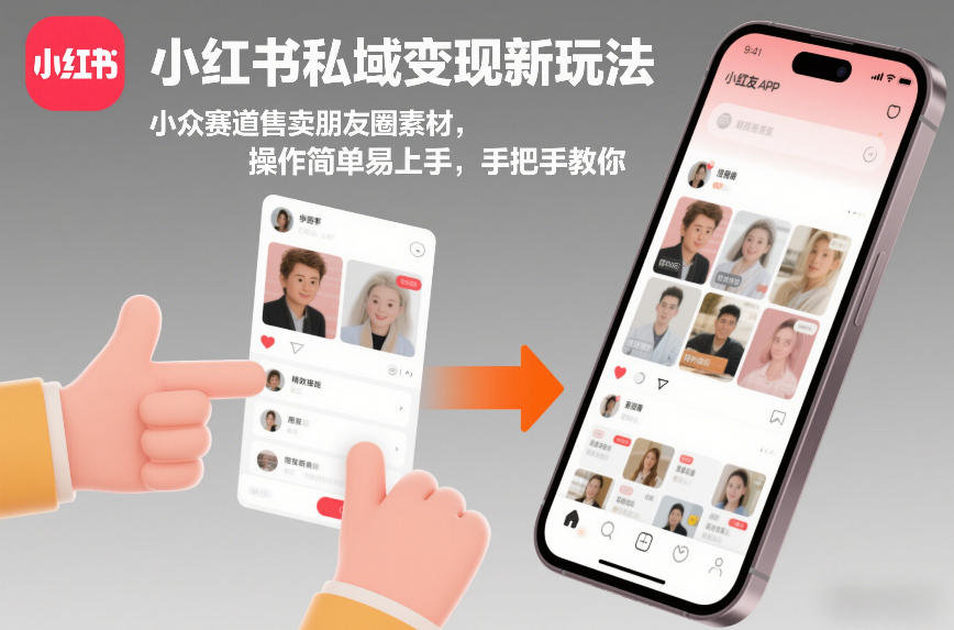 小红书私域变现新玩法，小众赛道售卖朋友圈素材，操作简单易上手，手把手教你-尤课网创