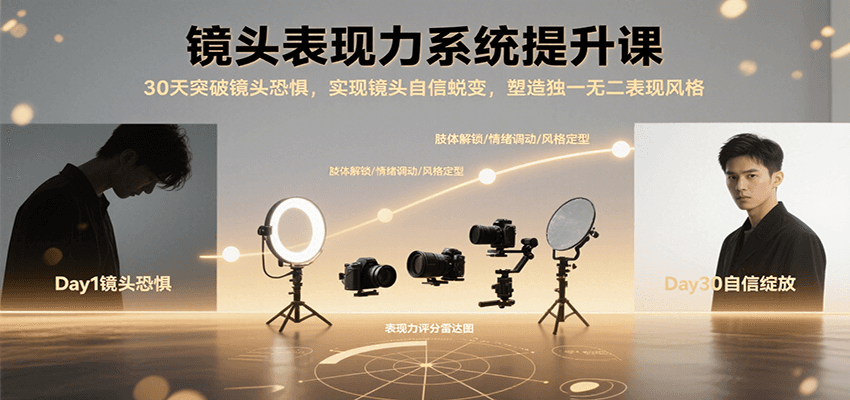 镜头表现力系统提升课,30天突破镜头恐惧实现自信蜕变,塑造独一无二表现风格-尤课网创