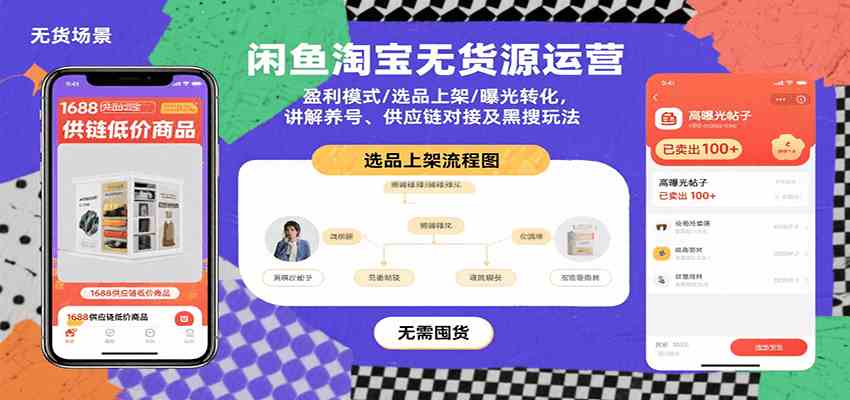闲鱼淘宝无货源运营：盈利模式/选品上架/曝光转化，讲解养号、供应链对接及黑搜玩法-尤课网创