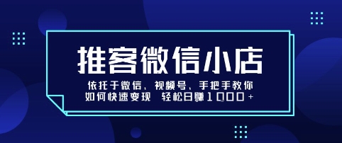 推客微信小店依托于微信、视频号，手把手教你如何快速变现 轻松日入1k+【揭秘】-尤课网创