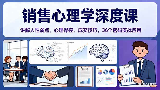 （16456期）销售心理学深度课，讲解人性弱点、心理操控、成交技巧，36个密码实战应用-尤课网创
