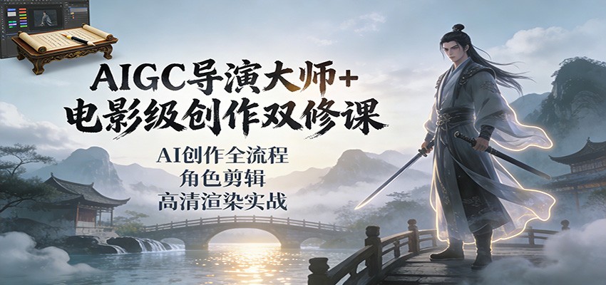 AIGC导演大师+电影级创作双修课：AI创作全流程、角色剪辑、高清渲染实战-尤课网创