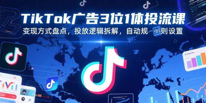 （15460期）TikTok广告3位1体投流课，变现方式盘点，投放逻辑拆解，自动规则设置-尤课网创