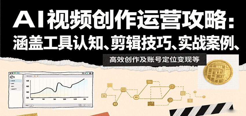 AI视频创作运营攻略：涵盖工具认知、剪辑技巧、实战案例、高效创作及账号定位变现等-尤课网创
