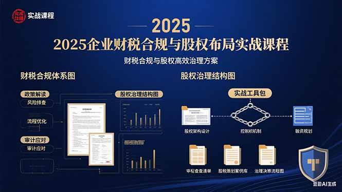 （15802期）2025企业财税合规与股权布局的实战课程：财税合规与股权高效治理方案-尤课网创