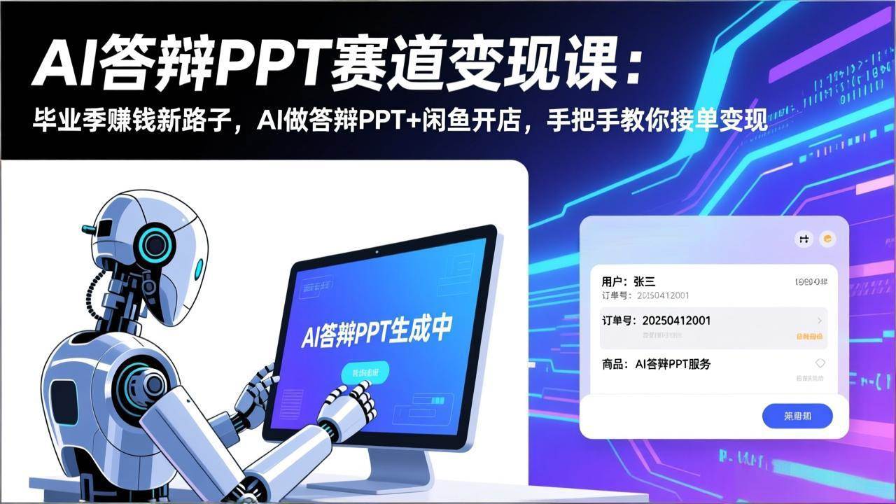 （17546期）AI答辩PPT赛道变现课：毕业季赚钱新路子，AI做答辩PPT+闲鱼开店，手把手教你接单变现-尤课网创