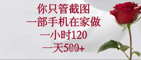 你只管截图，一部手机在家操作，一小时120.一天5张【揭秘】-尤课网创