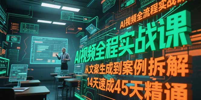 AI视频全流程实战课，从文案生成到案例拆解，14天速成45天精通-尤课网创