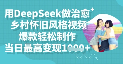 用DeepSeek做治愈乡村怀旧风格视频，爆款轻松制作，当日最高变现多张-尤课网创