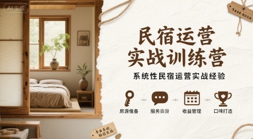 民宿运营实战训练营，系统性民宿运营实战经验-尤课网创